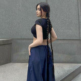 Women Pants Blue Loose Sports and Leisure Woven Wide-Leg Pants for Women Summer