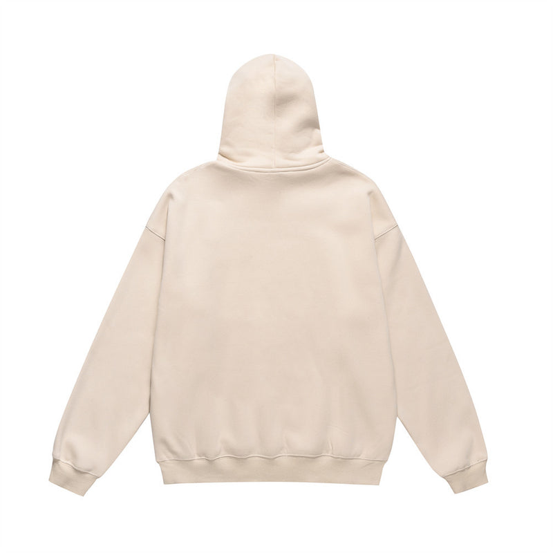Men Fleece Lined Hoodie Winter Hooded Sweater Men Oversize Letters Printed Loose Long Sleeves