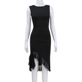 Women Desses round Neck Sleeveless Mesh Stitching Dress