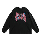 Men Hoodie Letter Print Towel Embroidery round Neck Sweater Men's Loose