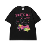 Men's T Shirt Cartoon Printed Short-Sleeved T-shirt Men's and Women's Retro Loose Couple