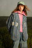 Unisex Jacket Autumn Striped Denim Coat Women's Clothing