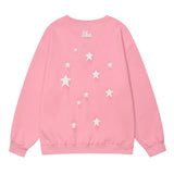 Men Hoodie Pentagram Puff Print round Neck Loose Sweatshirt