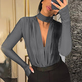 Women Jumpsuit Women's Spring Bottoming Stitching Long-Sleeved Jumpsuit