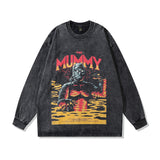 Men Long Sleeve Shirt Vintage Worn Looking Washed-out Long Sleeve T-shirt Men Couple's Tops