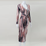 Women Desses Women's Clothing Fall V-neck Sexy Dress Printing