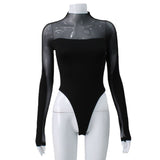 Women Jumpsuit Stitching Long Sleeve Jumpsuit Top T-shirt