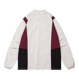 Men Hoodie Color Contrast Patchwork V-neck Pullover Sweater Racing Suit