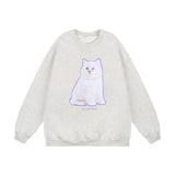 Men Hoodie Kitten Print Sweatshirt Autumn and Winter Loose Sweatshirt