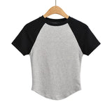Women T-Shirt Top Summer round Neck Fitted Short T-shirt