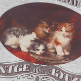 Men Hoodie Kitten Print Sweater Autumn and Winter Loose Crew Neck Top