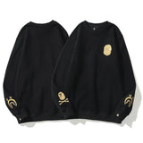 Bathing Ape Sweatshirts Autumn and Winter Cartoon Embroidered Crew Neck Pullover and Fleece Sweater Men and Women
