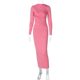 Women Dresses Winter Fashionable with Side-Slit Solid Color Long Sleeve Dress Women