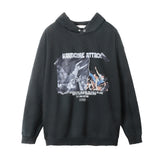 Men Hoodie Printed Hoodie Men's Ins Long Sleeve Loose Distressed Wash