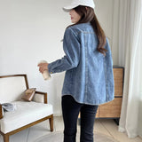 Women T-shirt Denim Shirt Women's Spring and Autumn Loose Casual Top Coat