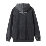 Men Hoodie Printed Hoodie Men's Loose Long Sleeve Washed Old Broken Hooded Top