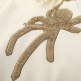 Men Hoodie Flocking Embroidered Spider Hooded Sweater Loose Casual Pullover