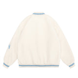 Men Cotton Padded Jacket Coat Winter Loose Letter Embroidery Cotton Casual Long-Sleeved Jacket Baseball Uniform