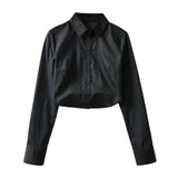 Women T-shirt Spring Short Breasted Long Sleeve Shirt