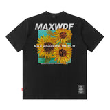 Men T Shirt Sunflower Oil Painting Printed Short-Sleeved T-shirt for Men and Women Couple