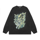 Men Long Sleeve Shirt Printed Washed Long Sleeve Bottoming T-shirt for Men and Women