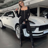 Women Jumpsuit Women's Winter Fashion Long-Sleeve Zipper Jumpsuit