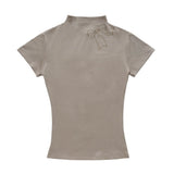 Women T-shirt Turtleneck Short Sleeve T-shirt Slim Fit Summer Top