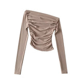 Women T-Shirt Long-Sleeved T-shirt Women's Stretch Solid Color Bottoming Shirt Autumn
