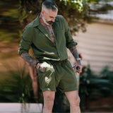 Men Co-Ords Summer Men Leisure Set Cotton and Linen Jumpsuit