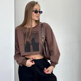 Women Sweatshirt Printed Sweater Coat Female Spring and Autumn round Neck