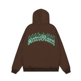 Men Hoodie Flame Letter Embroidered Hooded Coat Masked Zipper Cardigan Sweater