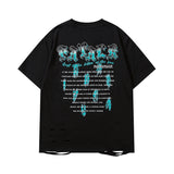 Men T Shirt Retro Dark Ripped Short Sleeve T-shirt Men and Women Loose