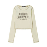 Women Long Sleeve T-Shirt Letter Printing Short-Sleeved T-shirt Girls Spring and Autumn