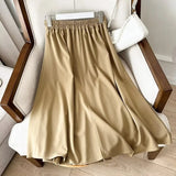 Women Skirt Vintage Spring High Waist Midi Skirt