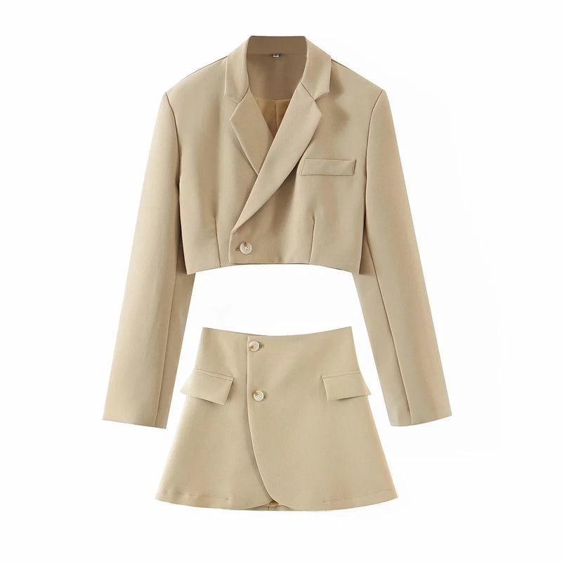 Women Skirt Ins Fashion Casual Suit Women's High Waist Pocket Skirt