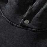 Men Hoodie Dark Character Printed Hoodie Washed Make Old Ripped Loose Hoodie