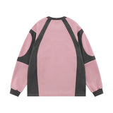 Men Hoodie round Neck Sweater Men's Spring and Autumn Stitching Loose Sports Long Sleeve Pullover