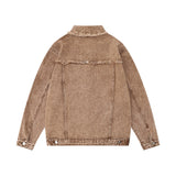 Men Denim Jacket Washed Distressed Butterfly Printed Denim Men Spring and Autumn Jacket