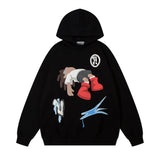 Men Hoodie Cartoon Anime Print Pullover Long Sleeve Loose Hoodie Sports Autumn and Winter