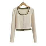 Women T-shirt round Neck Contrast Color Top Female Short-Sleeved T-shirt