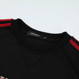Men Hoodie English Printed Crew Neck Sweatshirt Loose Side Stripe Contrast Color Long Sleeves