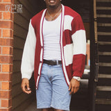 Men Sweater Men's Casual Long-Sleeved Jacquard Sweater