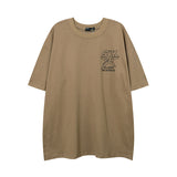Men T Shirt Five-Pointed Star Letter Print Couple Half Sleeve T-shirt Vintage Distressed Short Sleeve