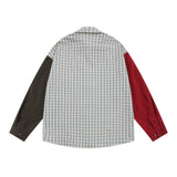 Men Long Sleeved T Shirt Spring and Autumn Lattice Shirt Men's Stitching Long Sleeve Shirt Outer Wear