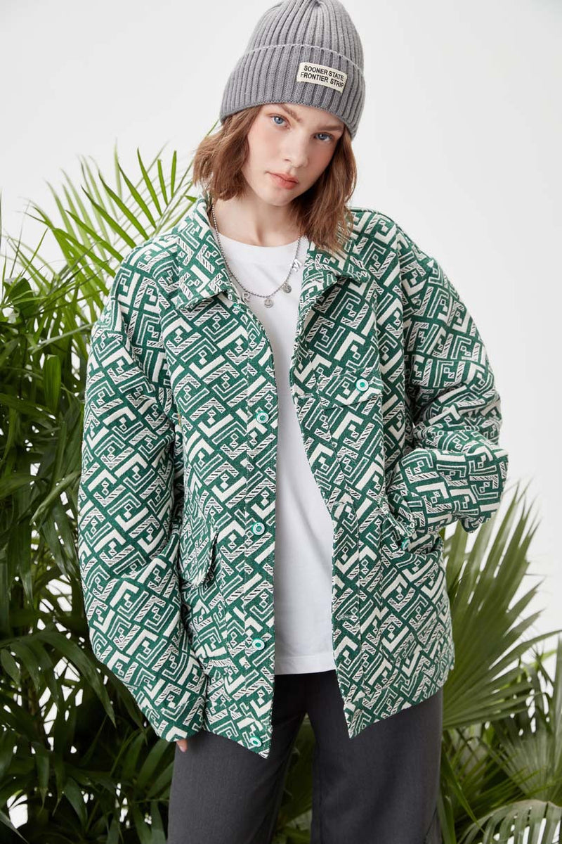 Unisex Jacket Autumn Yarn-Dyed Jacquard Coat Women's Clothing