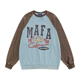 Men Hoodie Raglan Sleeve Pullover Sweater Boys Letter Print round Neck Loose Top