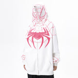 Men Hoodie Spider-Man Embroidered Masked Hooded Sweatshirt Sports Zipper Cardigan Outerwear