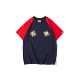 Bathing Ape T Shirt Summer Casual Loose plus Size Raglan Sleeve Color Matching T-shirt