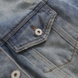Men Denim Jacket Men's Autumn Loose Wash Distressed Coat