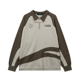 Men Hoodie Lapel Sweater Men's Color Matching Half-Open Collar Letter Printed Sweatshirt